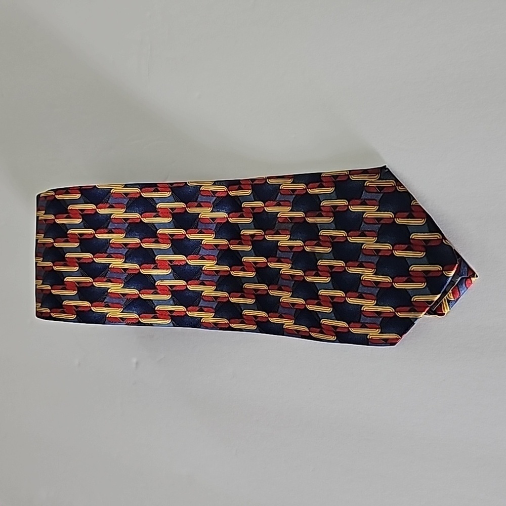 Raffaello Men's Silk Neck Tie  Blue, Gold & Red